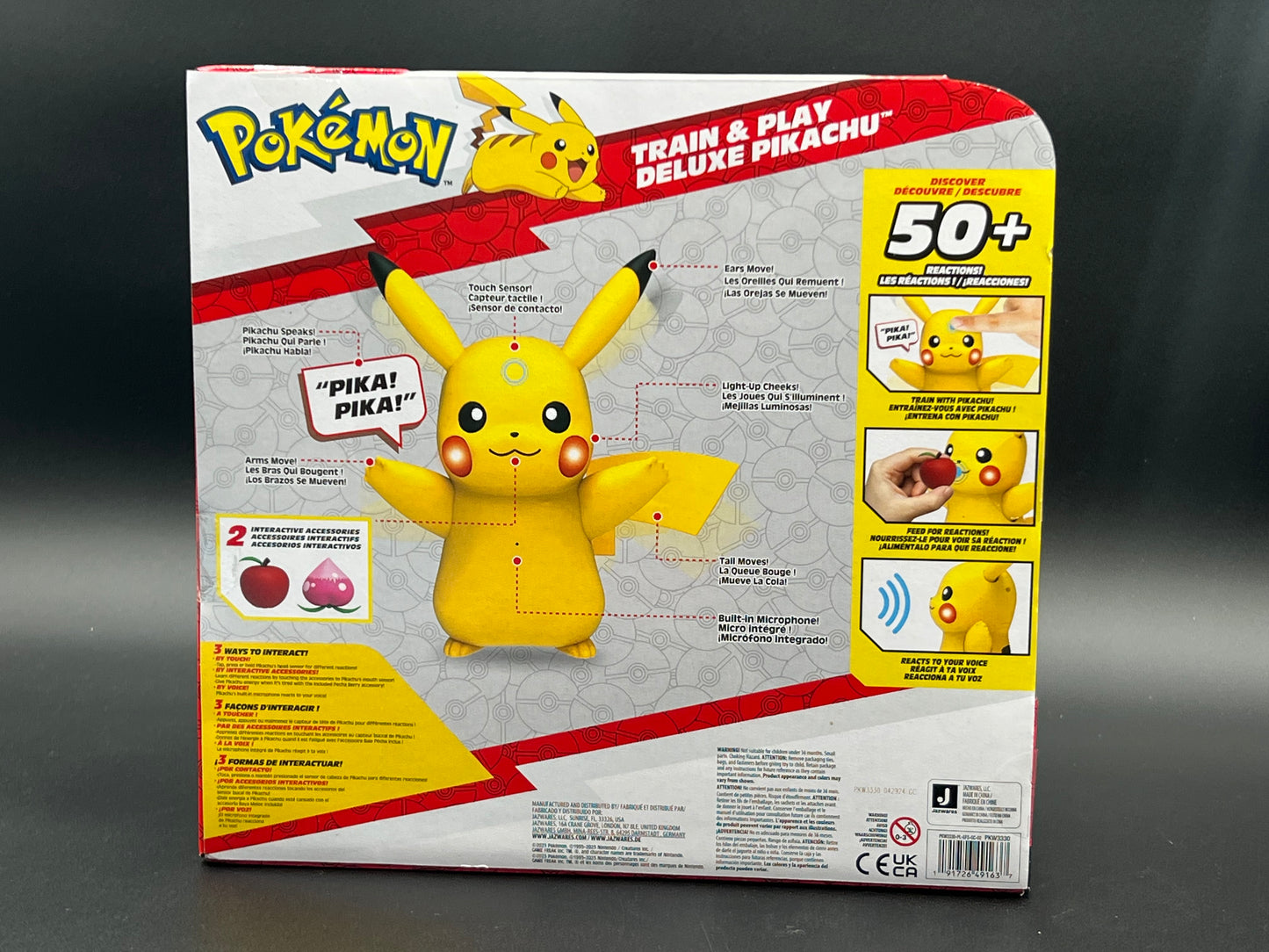 Pokémon Train and Play Deluxe Pikachu - 4.5-Inch Pikachu Figure with Lights, Sounds, and Moving Limbs Plus Interactive Accessories