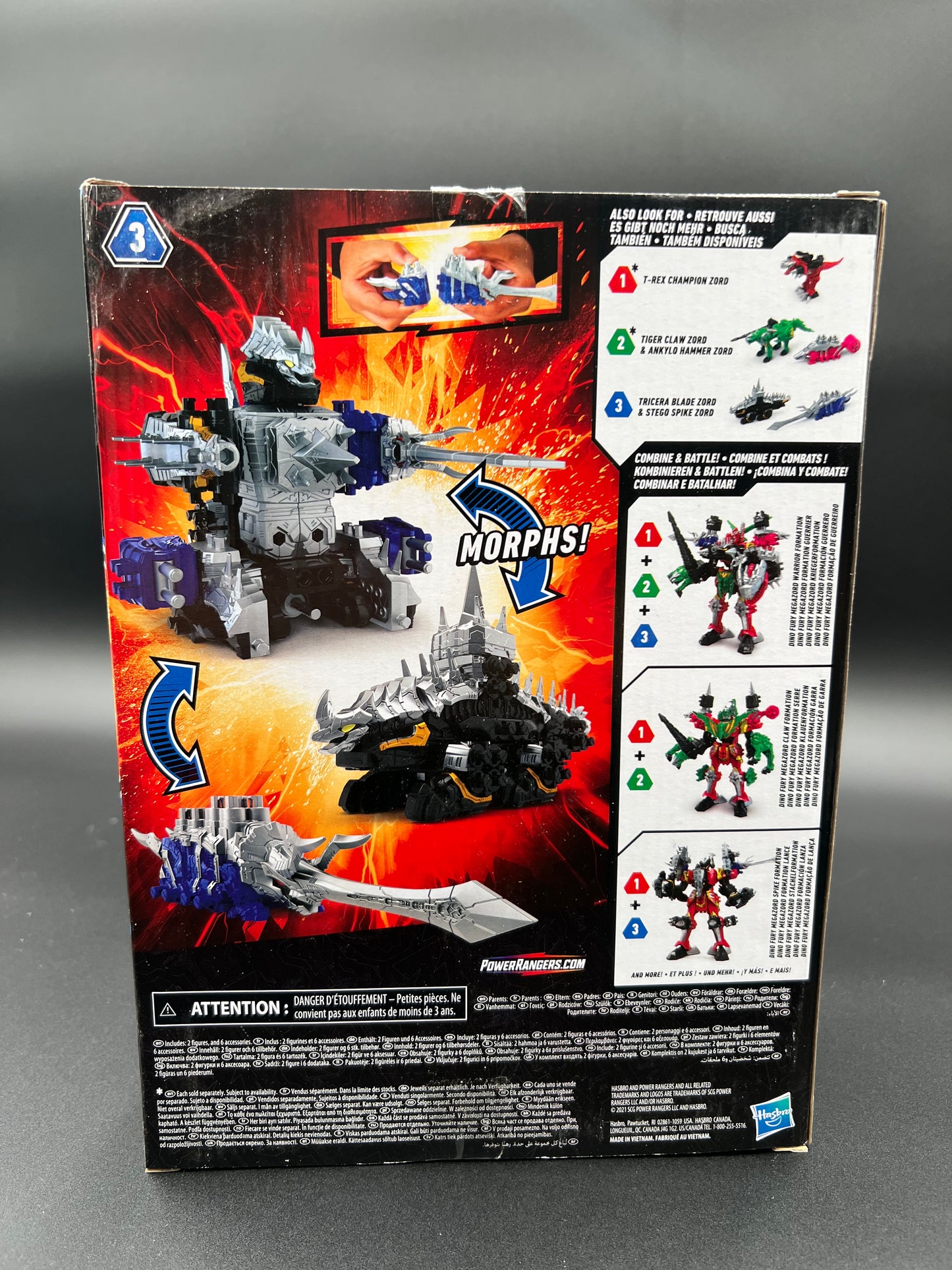 Power Rangers Dino Fury Zord Link Tricera Blade Zord Stego Spike Zord Link # 3 New Hasbro