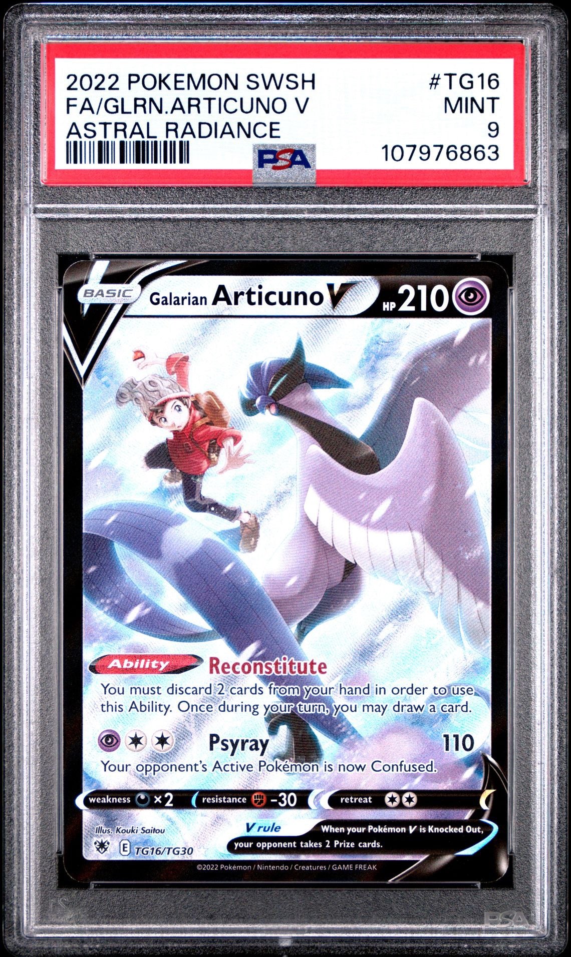 PSA 9 Galarian Articuno V TG16/TG30 Astral Radiance 2022 Holo Pokemon TCG Graded