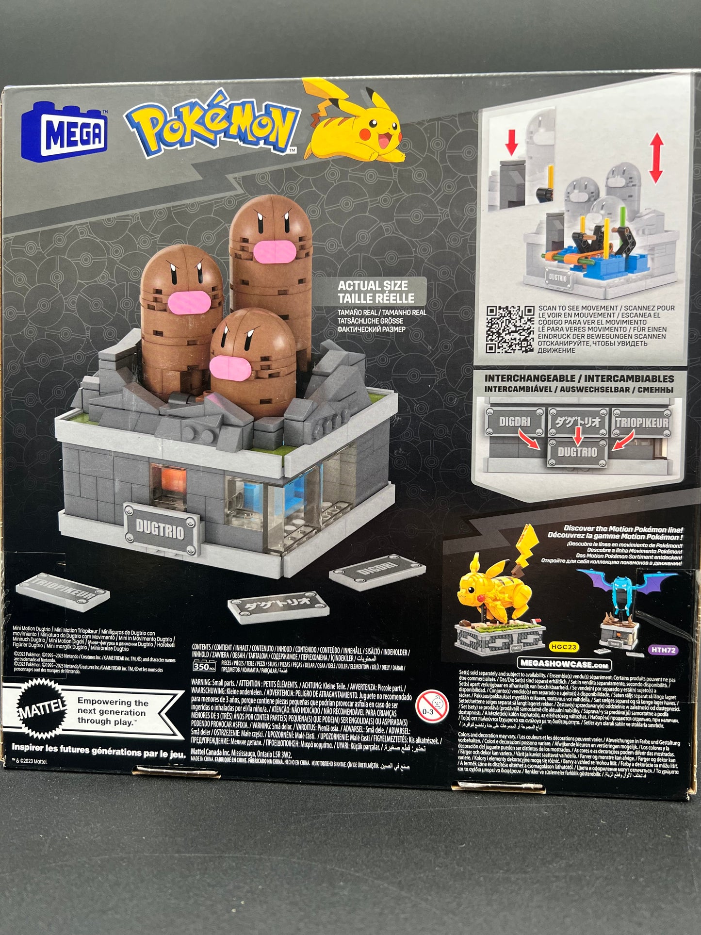 MEGA Pokémon Building Toys Set Mini Motion Dugtrio with 350 Pieces, Pop Up Motion, 5 Inches Tall, for Adult Collectors
