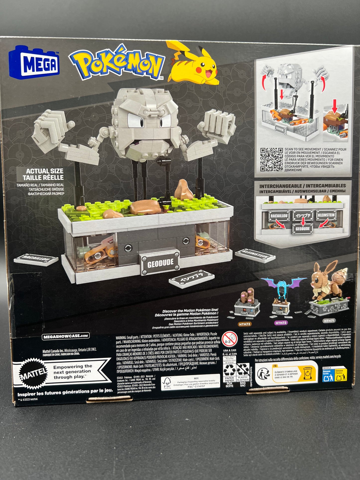 MEGA Pokémon Building Toys Set, Mini Motion Geodude with 343 Pieces, 5 Inches Tall, Moving Arms and Mouth, Adult Collectible