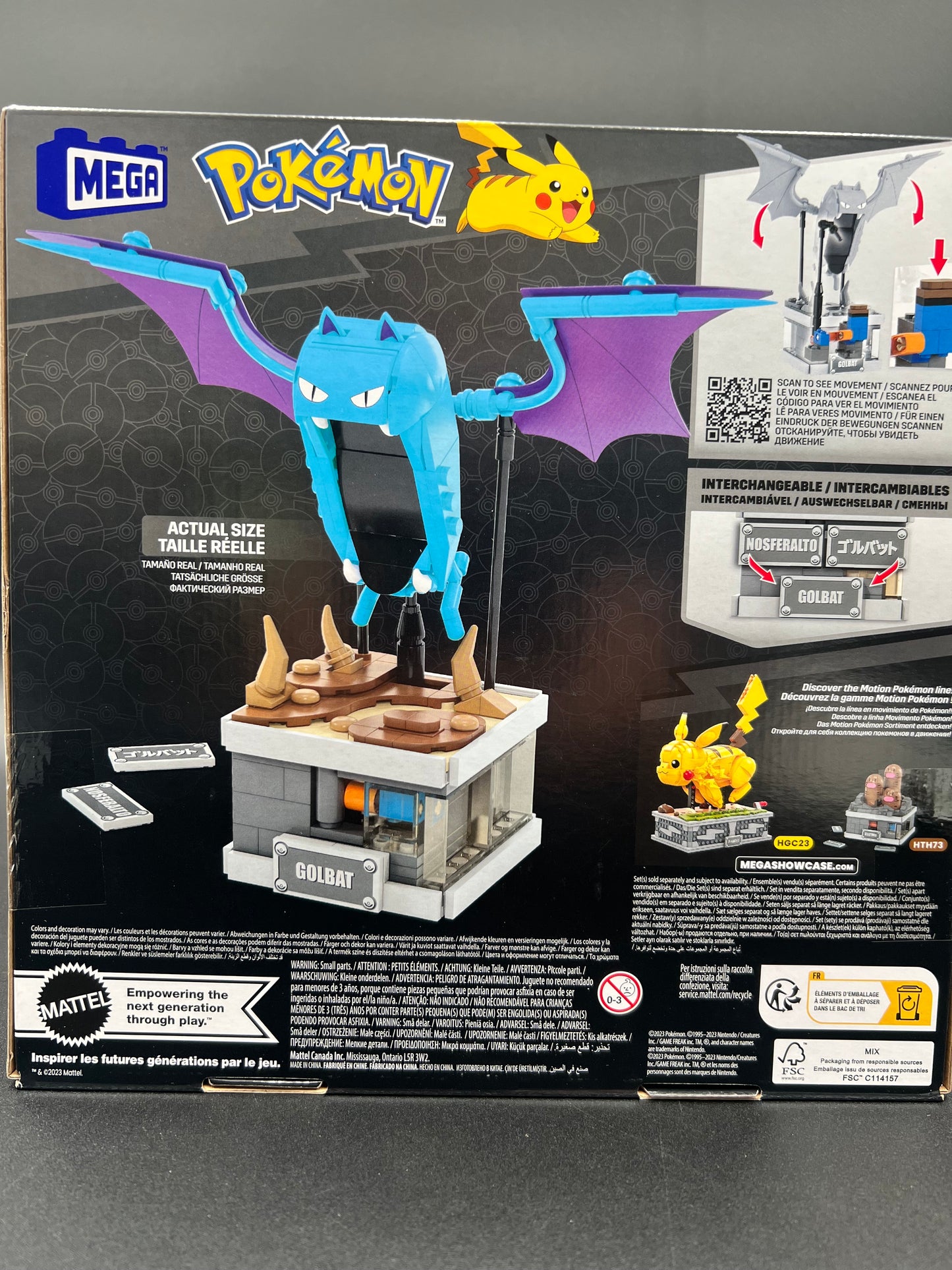 MEGA Pokémon Building Toys Set Mini Motion Golbat with 313 Pieces, Wing Flapping Motion, 5 Inches Tall, for Adult Collectors