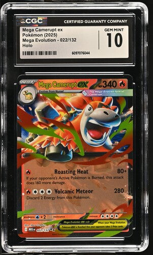 CGC 10 Mega Camerupt ex 022/132 Mega Evolution Graded Pokémon TCG Card