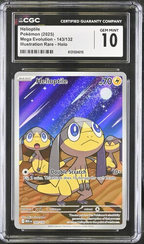 CGC 10 Helioptile - 143/132 - ME01: Mega Evolution (MEG) Graded Pokémon Card TCG
