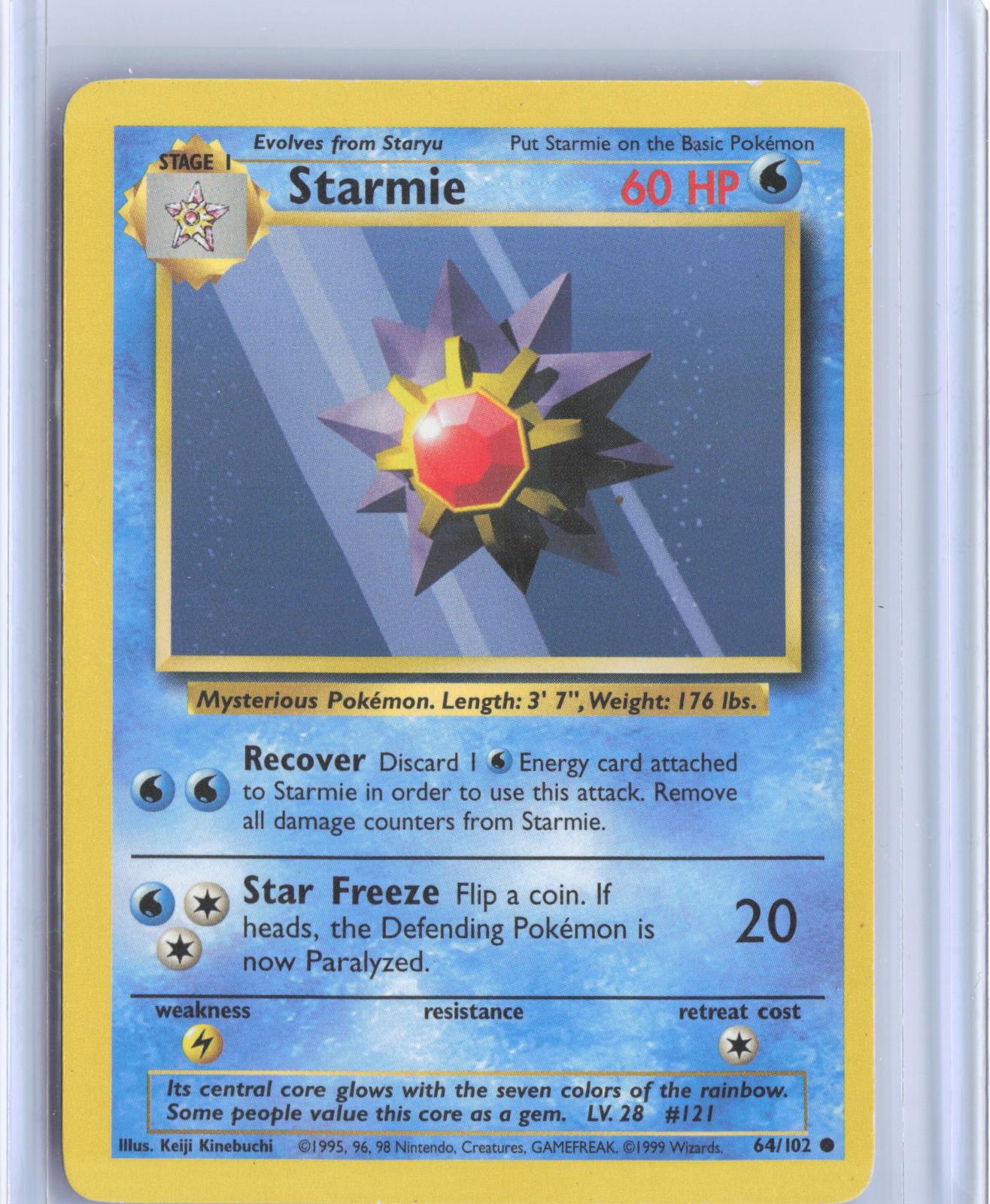 Starmie 64/102 Common Base Set Unlimited Pokemon TCG Card