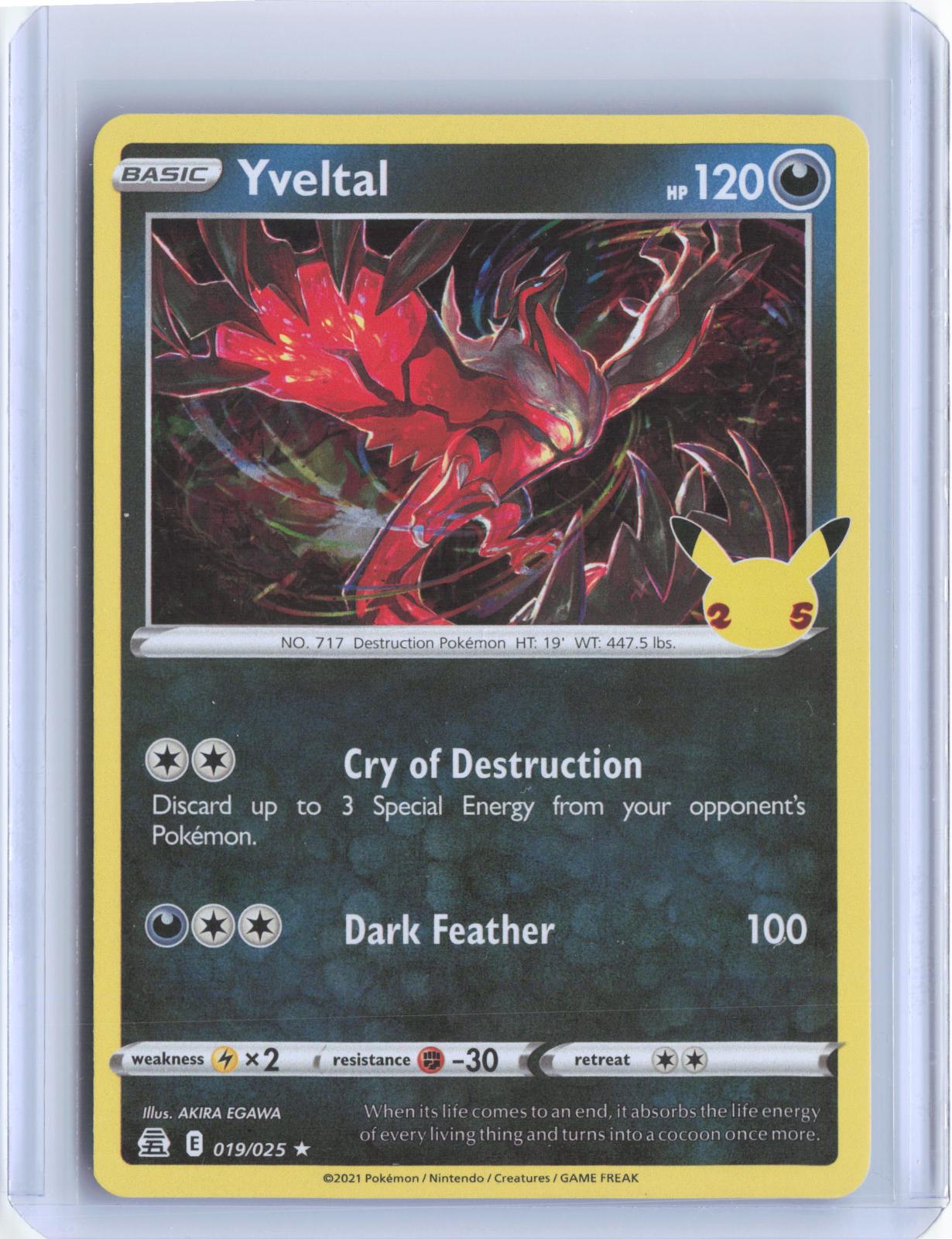 Yveltal 019/025 Rare Celebrations Pokemon Holo TCG Card
