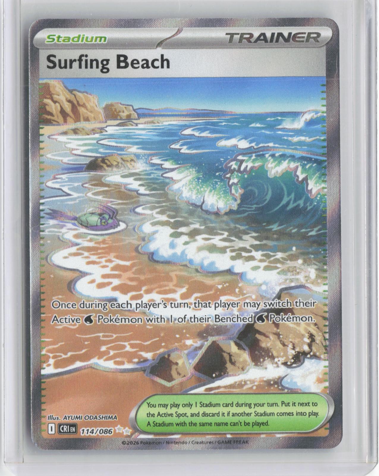 Surfing Beach 114/086 Ultra Rare Chaos Rising Pokemon Holo