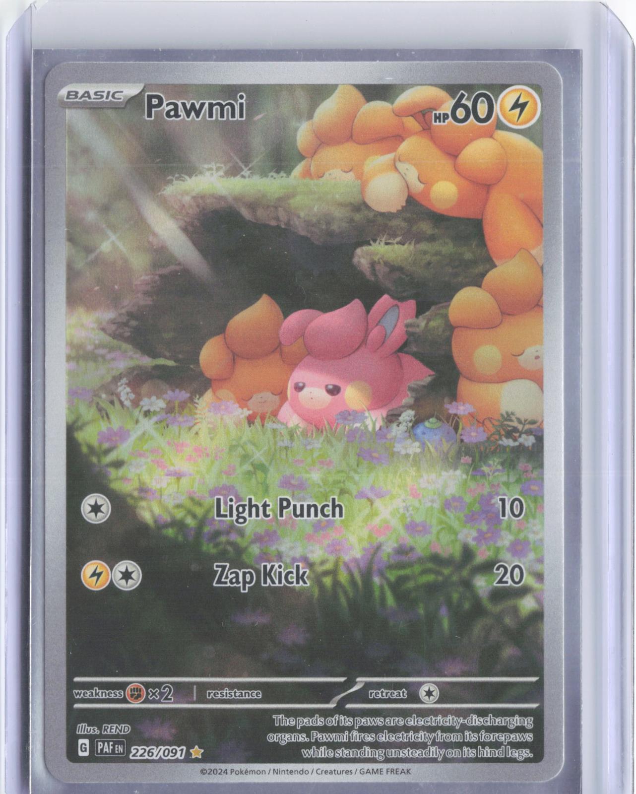 Pawmi 226/091 Illustration Rare Paldean Fates Pokemon Holo