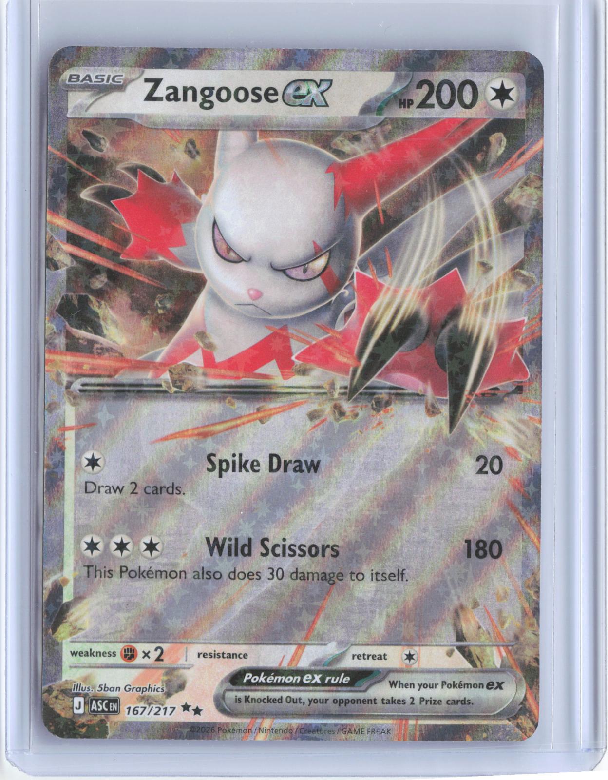Zangoose ex 167/217 Double Rare Ascended Heroes Pokemon Holo