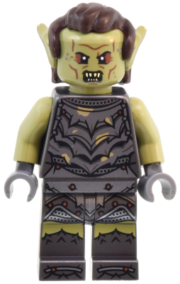 LEGO Lord of the Rings - Orc - Olive Green Head, Pearl Dark Gray Armor with Dirt Splotches, Dark Brown Hair Item No: lor135 Set: 10333