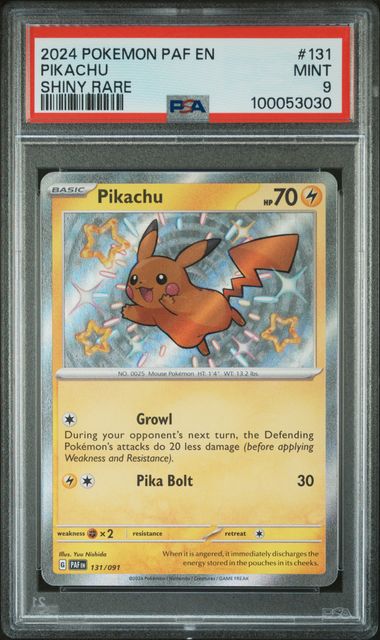 PSA 9 Pikachu - 131/091 - SV: Paldean Fates (PAF) Mint Graded Pokémon TCG