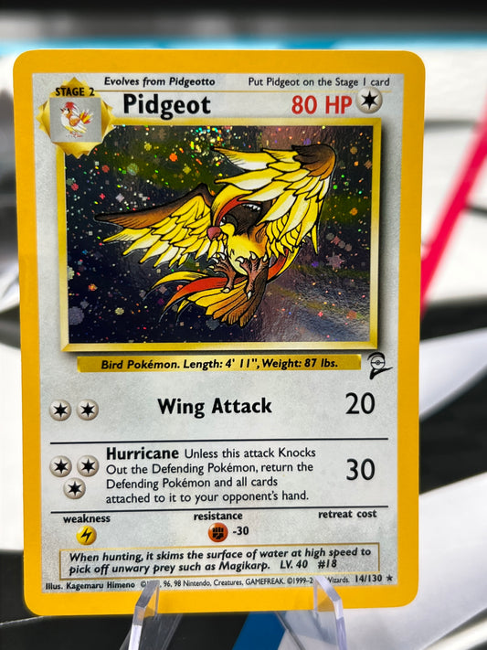 Pidgeot 014/130 Holo Rare - Base Set 2 (BS2) WOTC Vintage Pokémon TCG