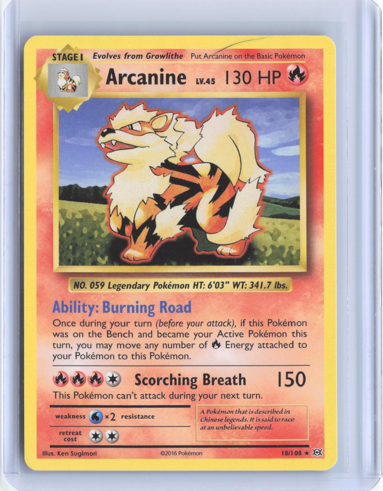 Arcanine 18/108 Rare Evolutions Pokemon TCG Card