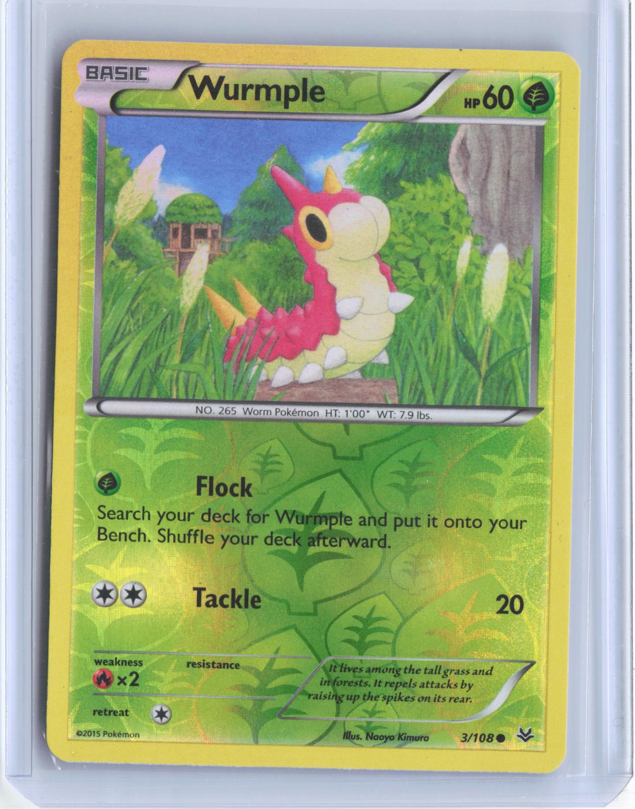 Wurmple 3/108 Common Roaring Skies Pokemon Reverse Holo TCG Card