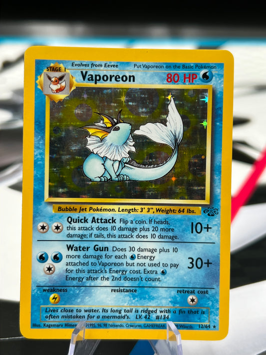 Vaporeon 12/64 Holo Rare (12) - Jungle (JU) WOTC Vintage Pokémon TCG
