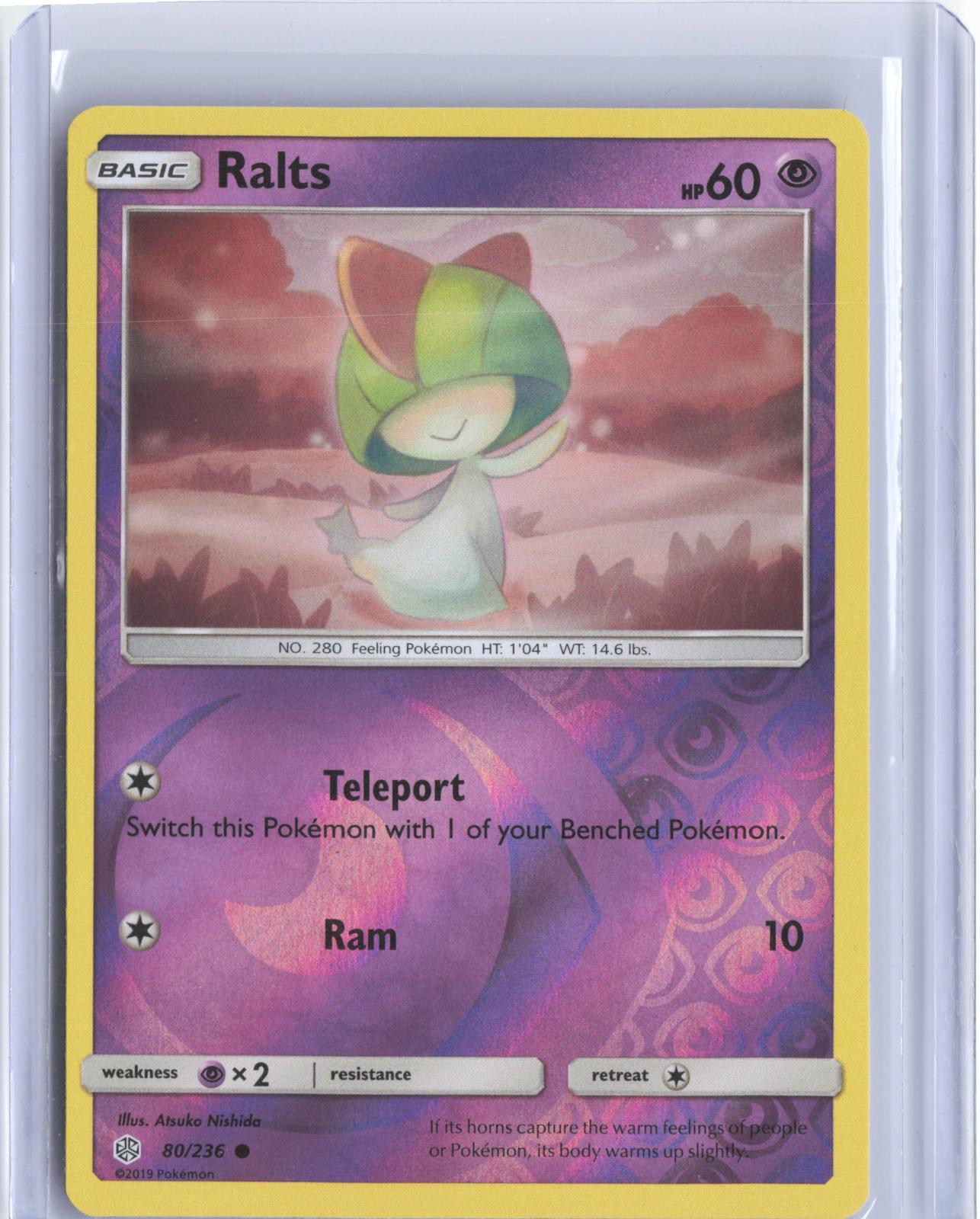 Ralts 80/236 Common Cosmic Eclipse Pokemon Reverse Holo TCG Card