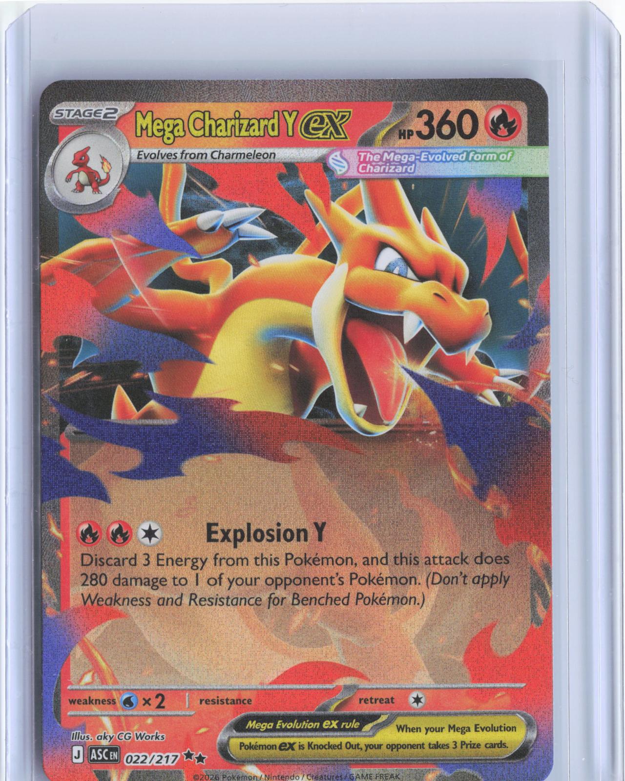 Mega Charizard Y ex 022/217 Double Rare Ascended Heroes Pokemon TCG Card