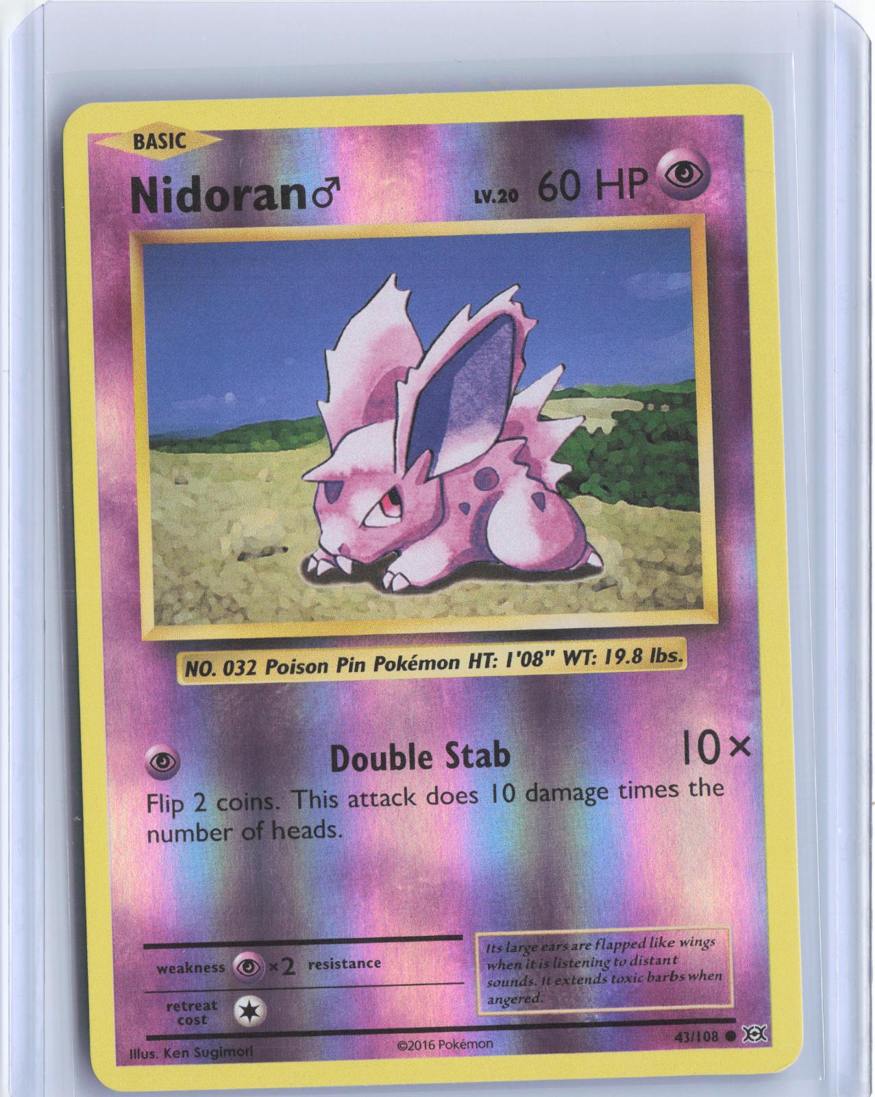 Nidoran M 43/108 Common Evolutions Pokemon Reverse Holo TCG Card