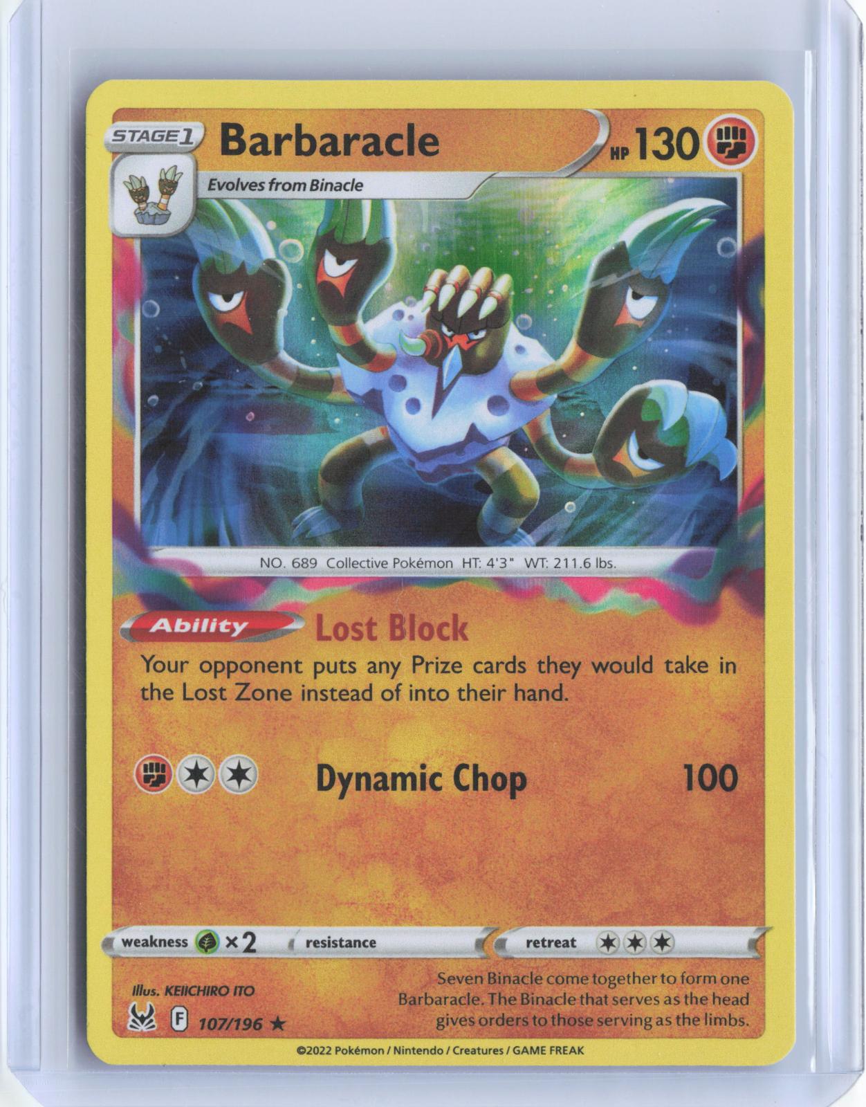 Barbaracle 107/196 Holo Rare Lost Origin Pokemon Reverse Holo TCG Card