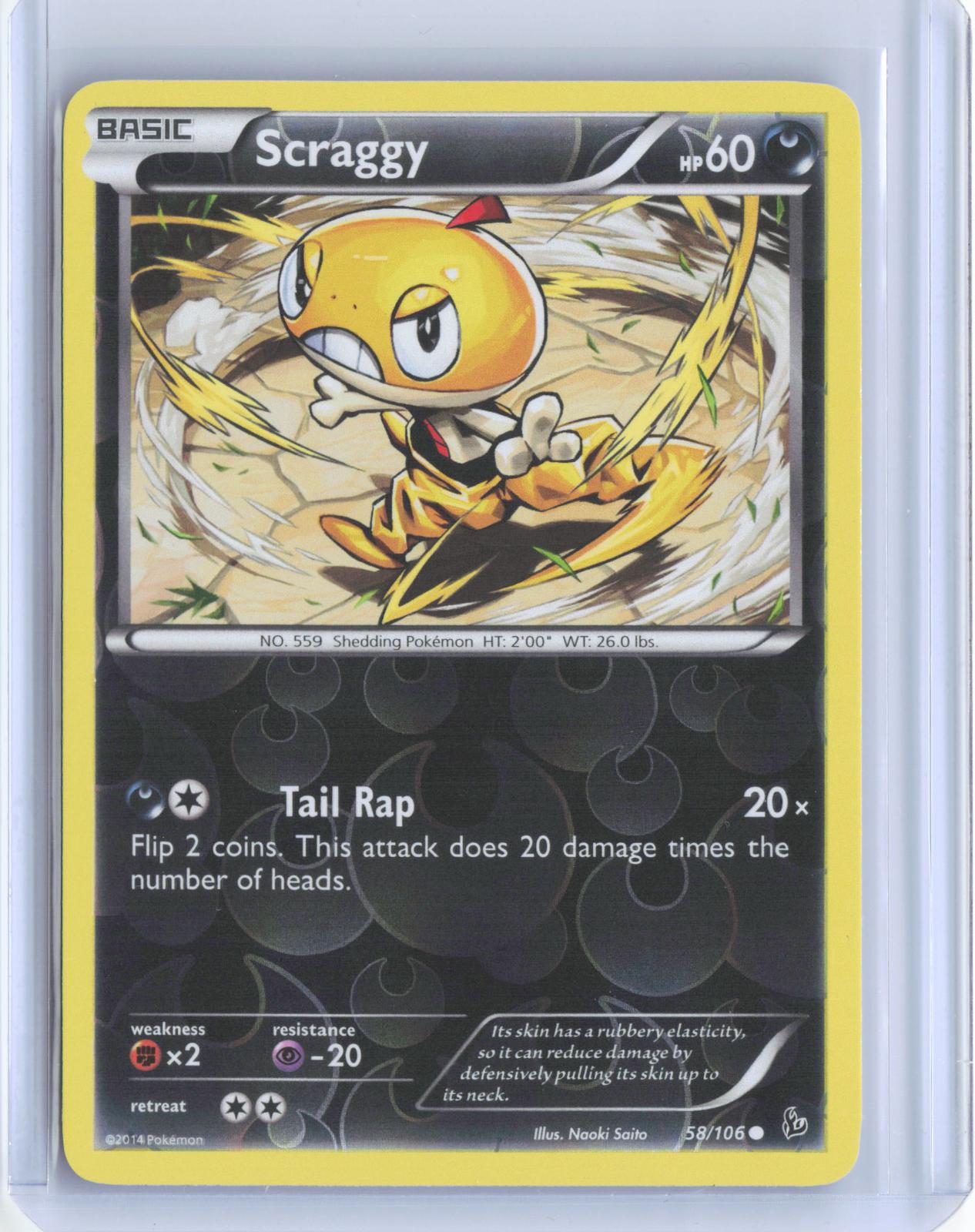 Scraggy 58/106 Common Flashfire Pokemon Reverse Holo TCG Card