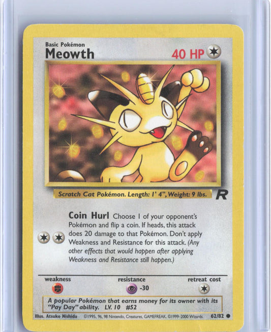 Meowth 62/82 Common Team Rocket Pokemon Unlimited TCG Card