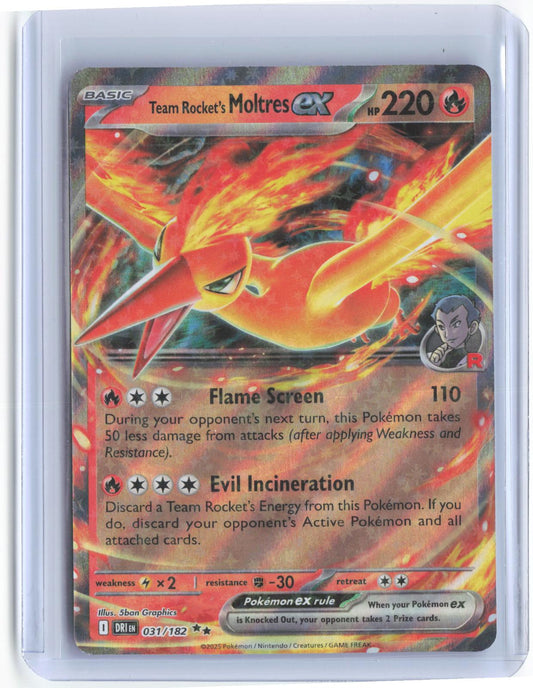 Team Rocket's Moltres ex 031/182 Double Rare Destined Rivals Pokemon Holo