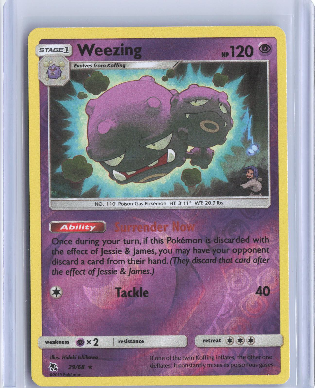 Weezing 29/68 Rare Hidden Fates Pokemon Reverse Holo TCG Card