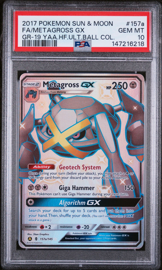 PSA 10 2017 POKEMON SUN & MOON GUARDIANS RISING 157a FULL ART/METAGROSS GX 2019 YELLOW A ALTERNATE ART HIDDEN FATES ULTRA BALL COLLECTION Graded Pokémon TCG Card