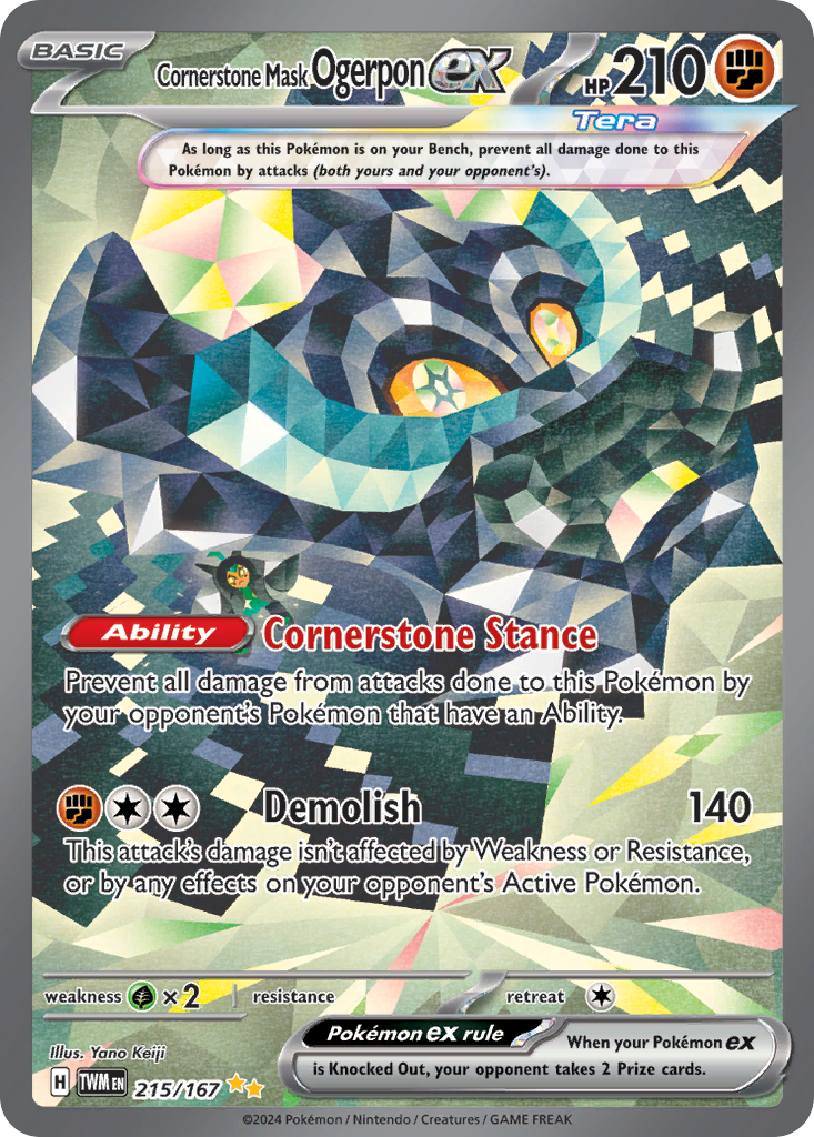 Cornerstone Mask Ogerpon ex 215/167 Twilight Masquerade Pokemon Holo TCG Card
