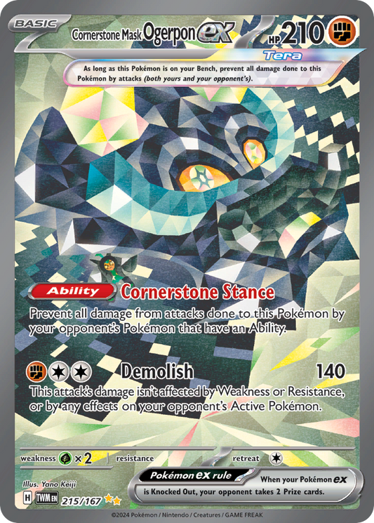 Cornerstone Mask Ogerpon ex 215/167 Twilight Masquerade Pokemon Holo TCG Card