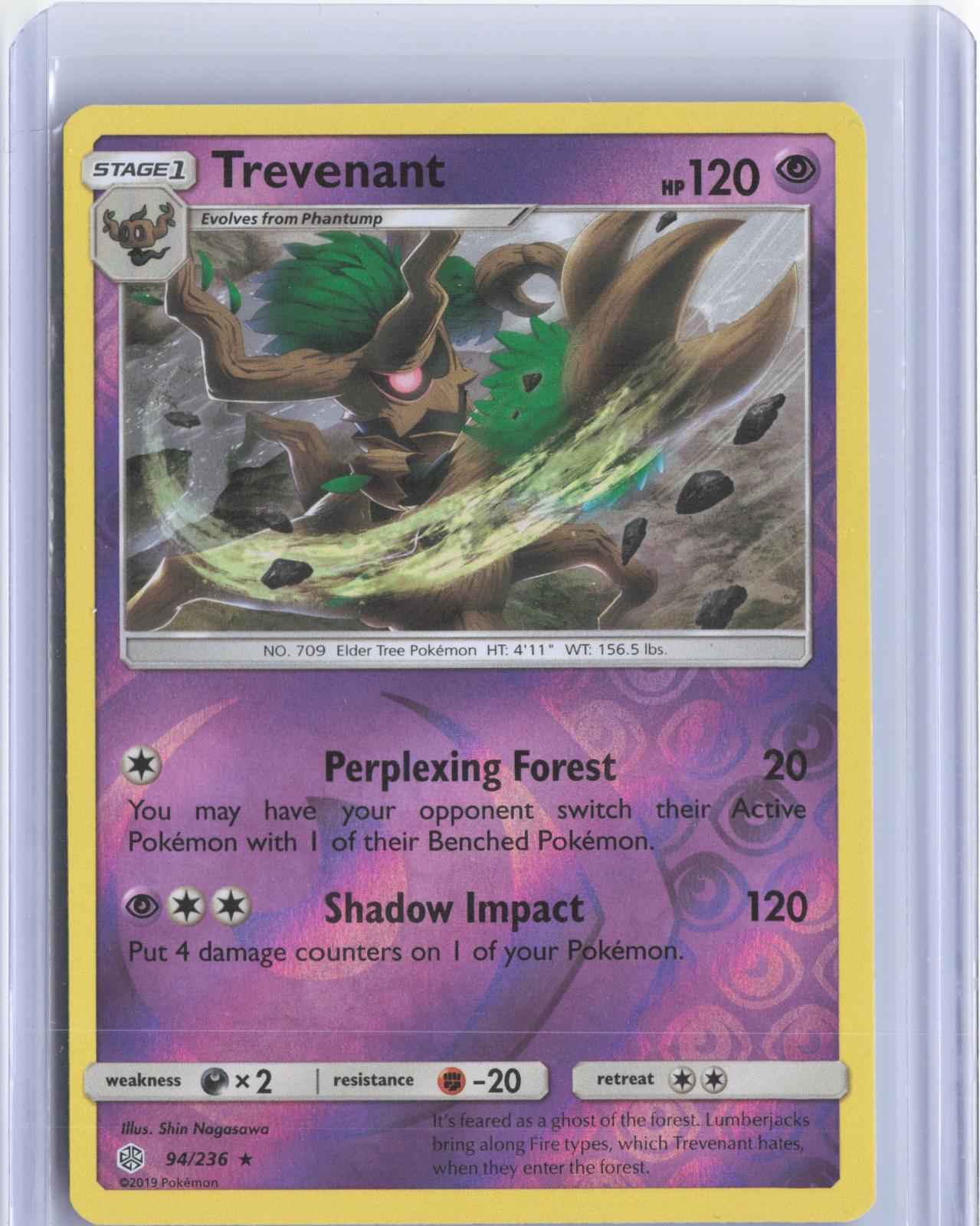 Trevenant 94/236 Rare Cosmic Eclipse Pokemon Reverse Holo TCG Card