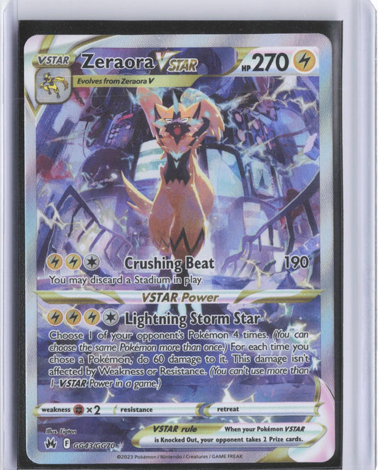 Zeraora VSTAR GG43/GG70 Holo VSTAR Rare Crown Zenith Galarian Gallery Pokemon