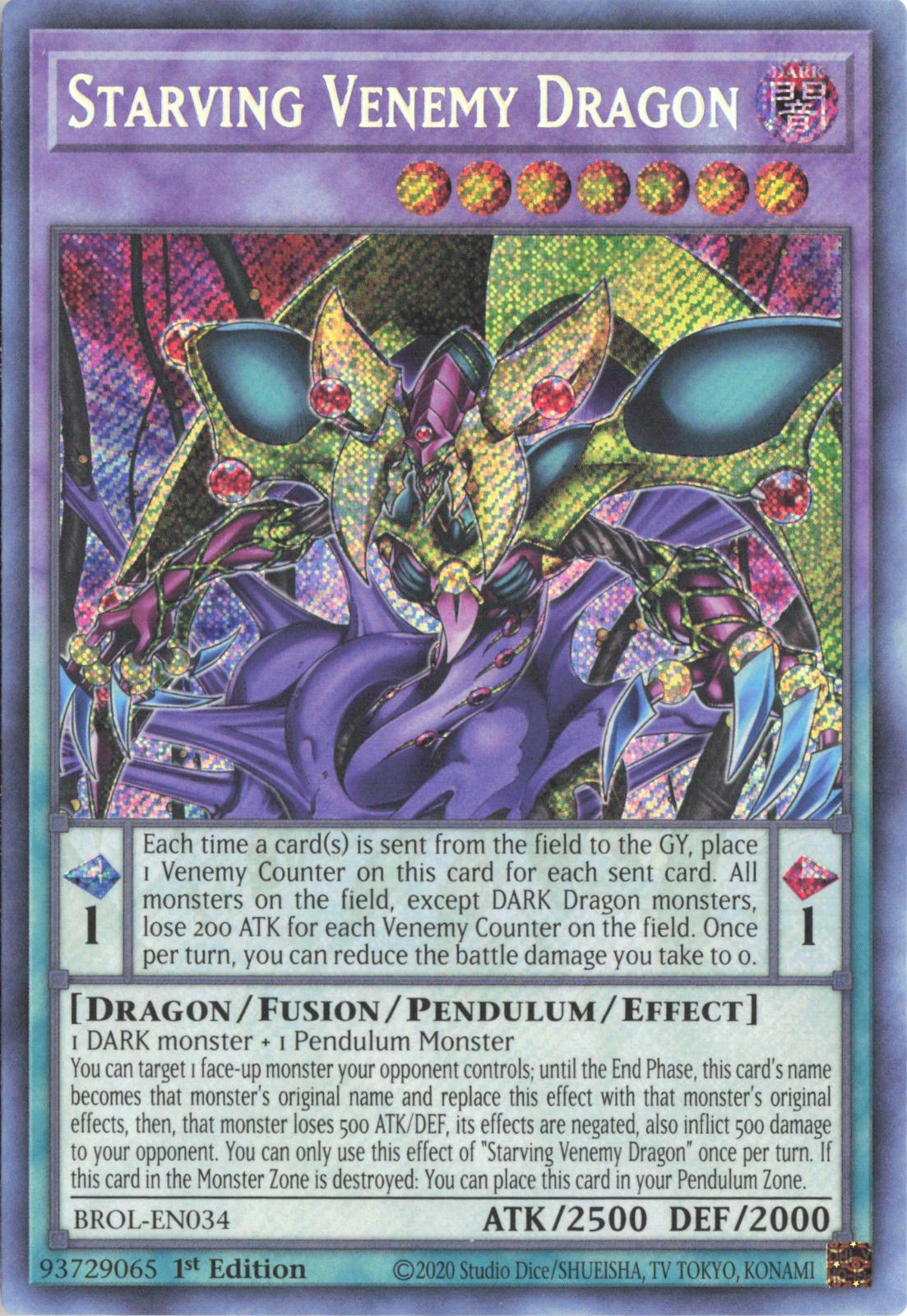 Starving Venemy Dragon BROL-EN034 Brothers of Legend Yu-Gi-Oh 1st Edition
