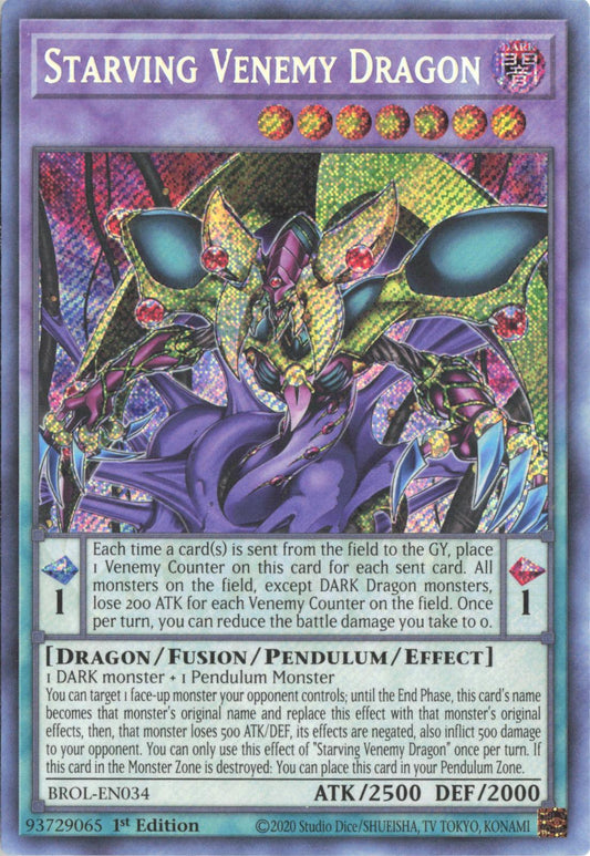 Starving Venemy Dragon BROL-EN034 Brothers of Legend Yu-Gi-Oh 1st Edition