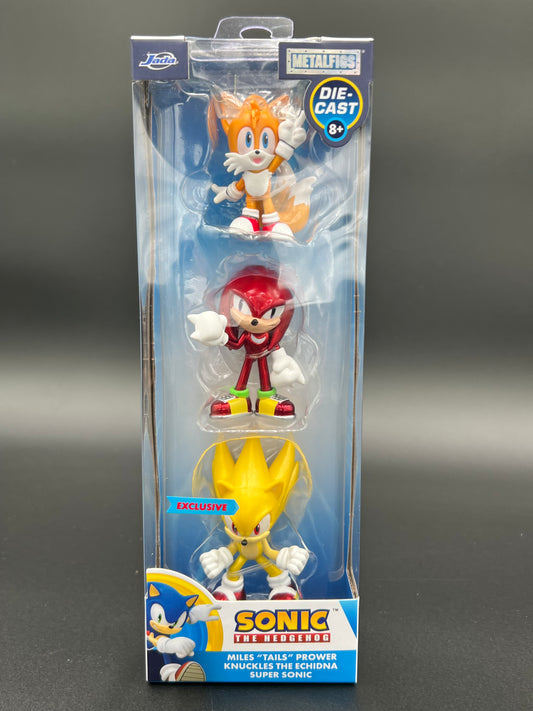 SONIC THE HEDGEHOG METAL-FIGS 3 PACK 2.5” DIE CAST METAL TAILS KNUCKLES FIGURE