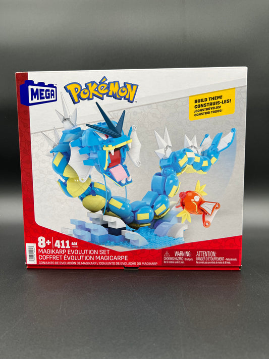 MEGA Pokemon Action Figure Building Set for Kids, Magikarp Development Set with 411 Pieces, Building Adjustable Gyarados, 20 Inch High, HNT95