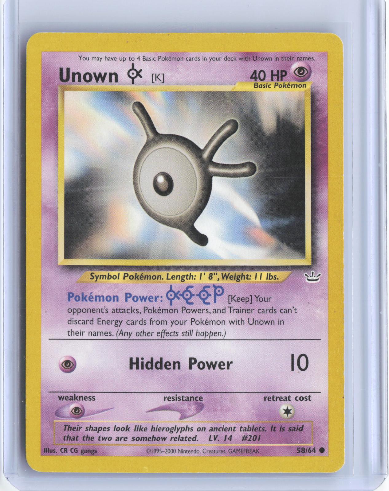 Unown [K] 58/64 Common Neo Revelation Pokemon Unlimited TCG Card