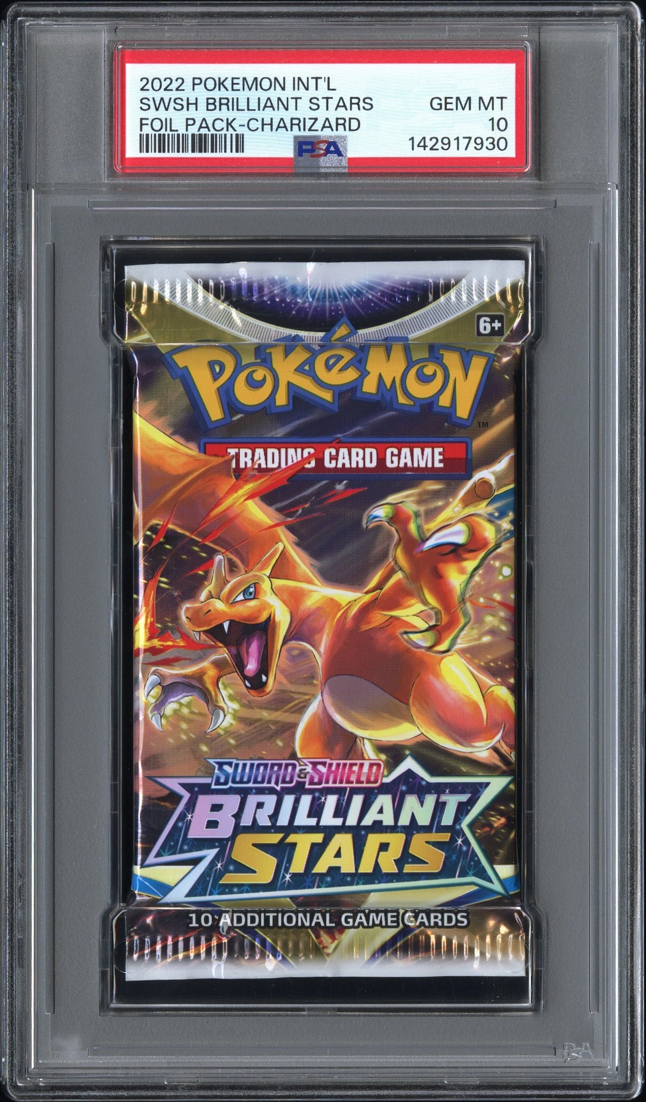 PSA 10 Brilliant Stars Booster Pack ( Charizard ) - SWSH09: Brilliant Stars (SWSH09) Graded Pokémon TCG