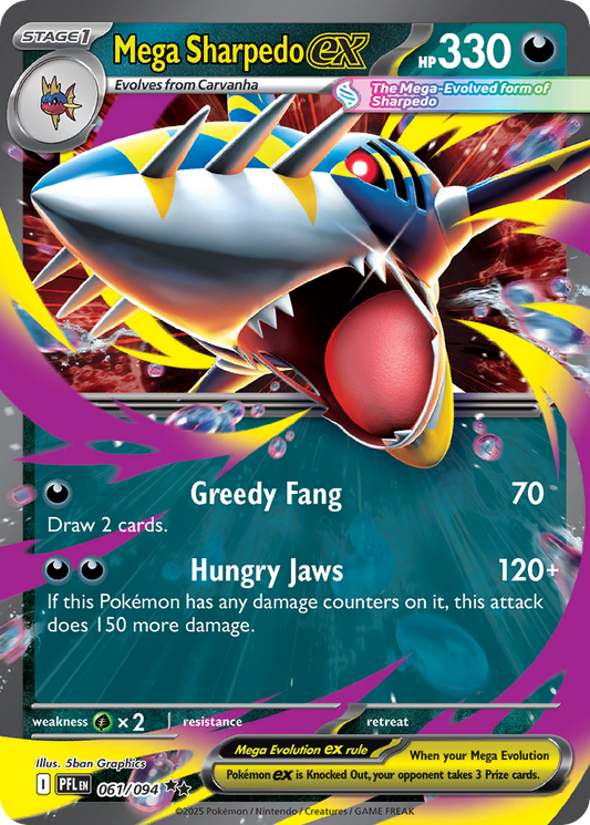 Mega Sharpedo ex 061/094 Double Rare Phantasmal Flames Pokemon Holo