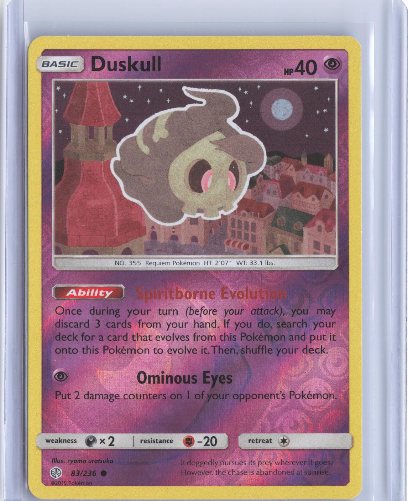 Duskull 83/236 Common Cosmic Eclipse Pokemon Reverse Holo TCG Card