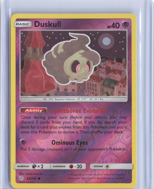 Duskull 83/236 Common Cosmic Eclipse Pokemon Reverse Holo TCG Card