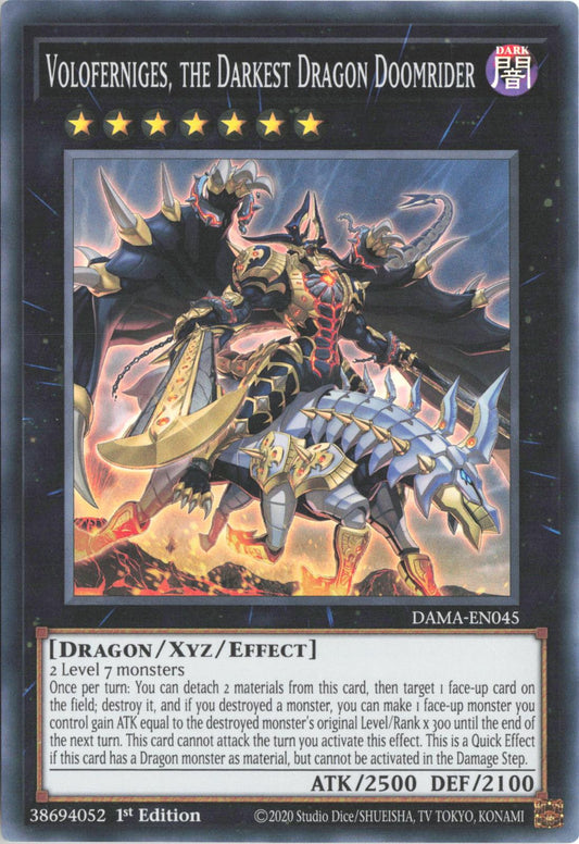 Voloferniges, the Darkest Dragon Doomrider DAMA-EN045 Dawn of Majesty Yu-Gi-Oh 1st Edition