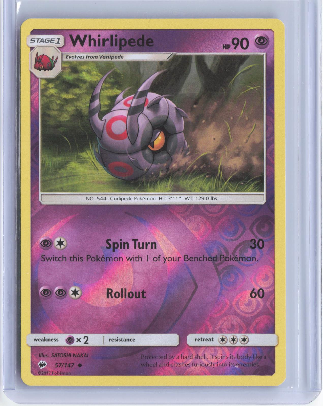 Whirlipede 57/147 Uncommon Burning Shadows Pokemon Reverse Holo TCG Card