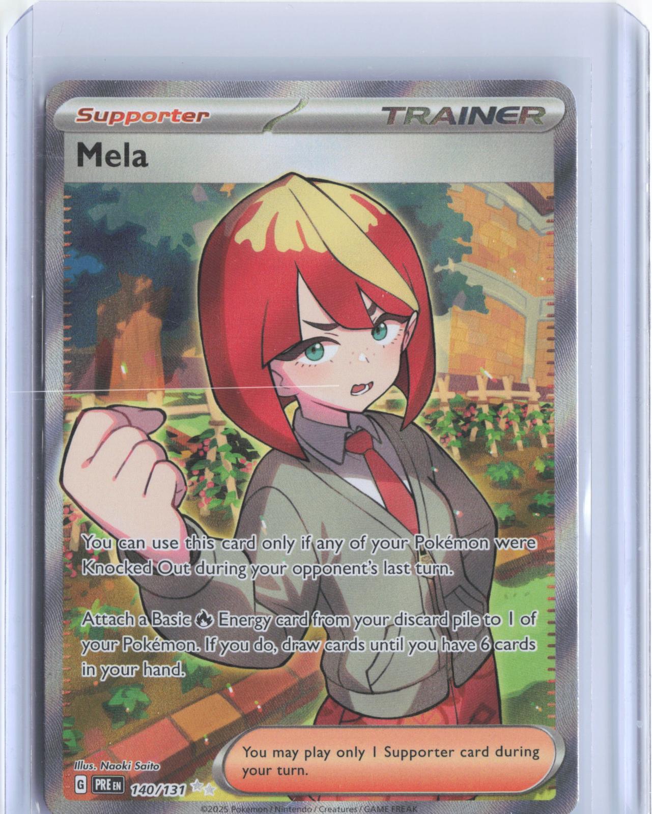 Mela 140/131 Holo Ultra Rare Prismatic Evolutions Pokemon TCG Card