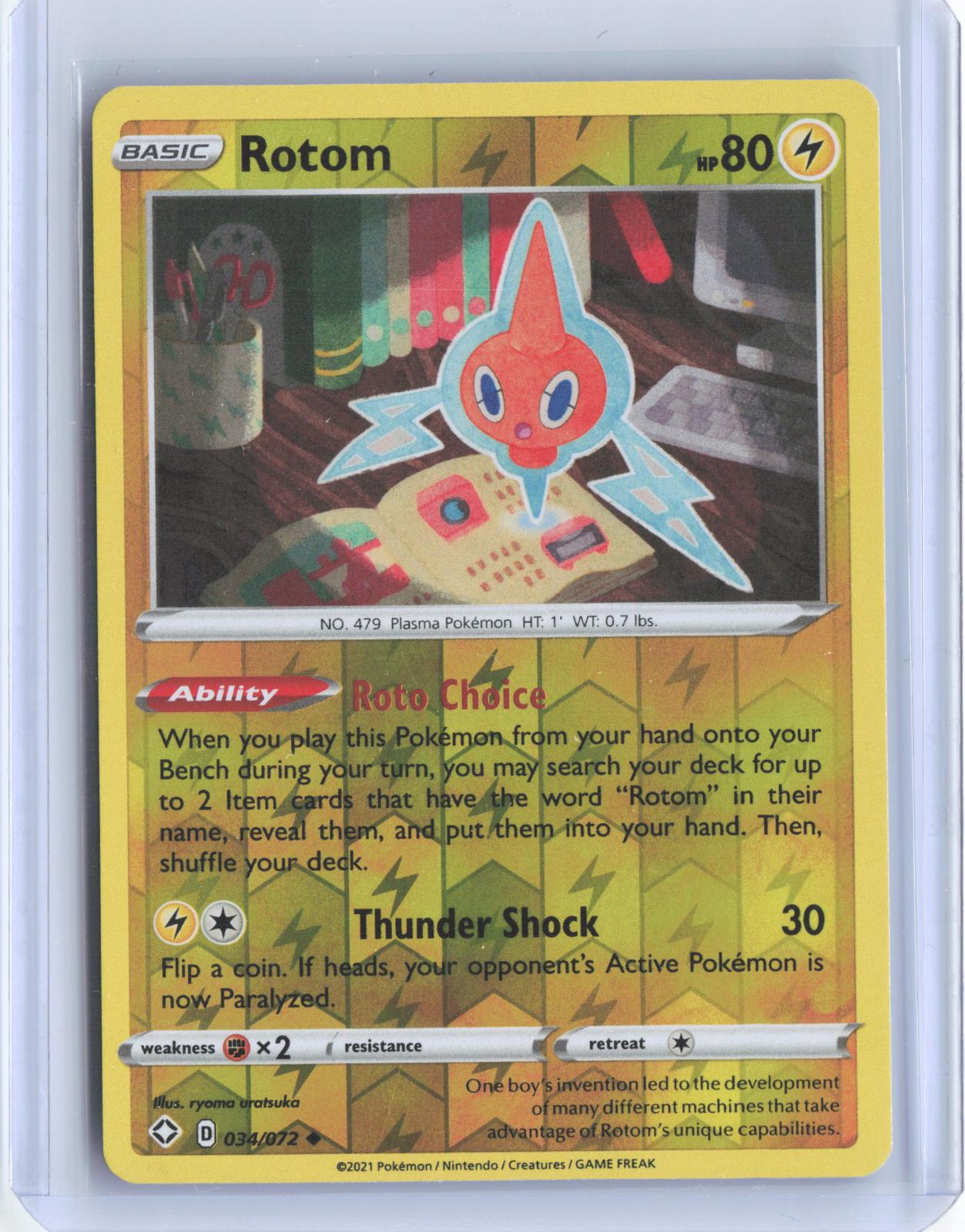 Rotom 034/072 Uncommon Shining Fates Pokemon Reverse Holo TCG Card