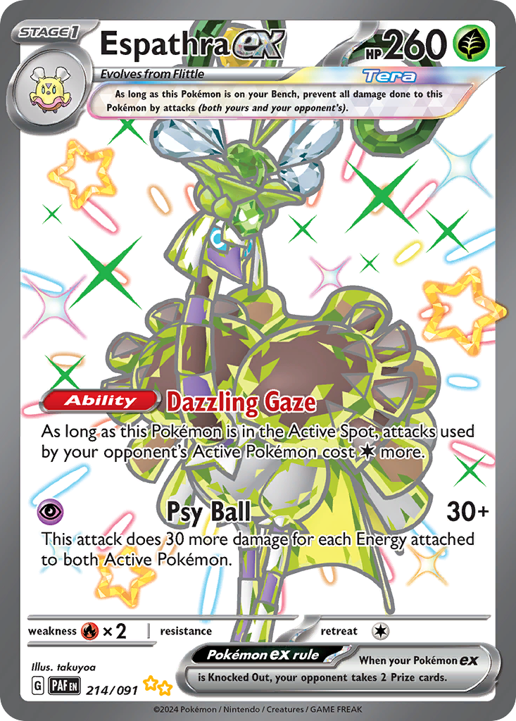 Espathra ex 214/091 Shiny Ultra Rare Paldean Fates Pokemon Holo