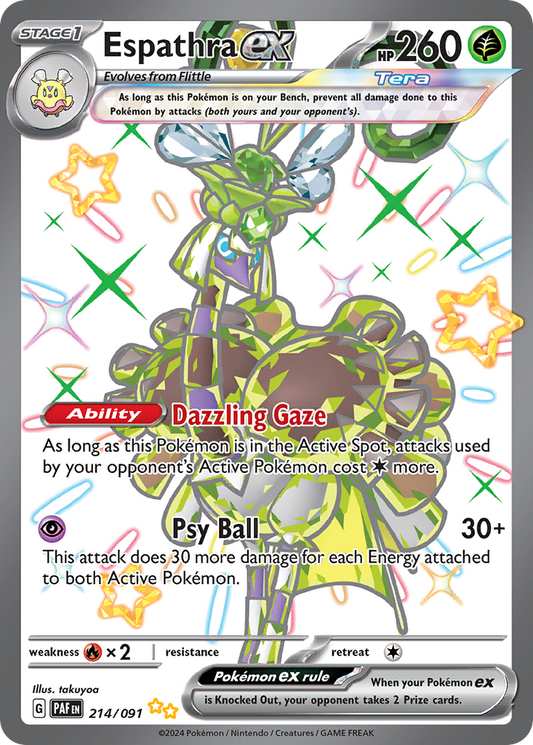 Espathra ex 214/091 Shiny Ultra Rare Paldean Fates Pokemon Holo