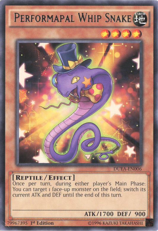 Performapal Whip Snake DUEA-EN006 Rare Duelist Alliance Yu-Gi-Oh 1st Edition