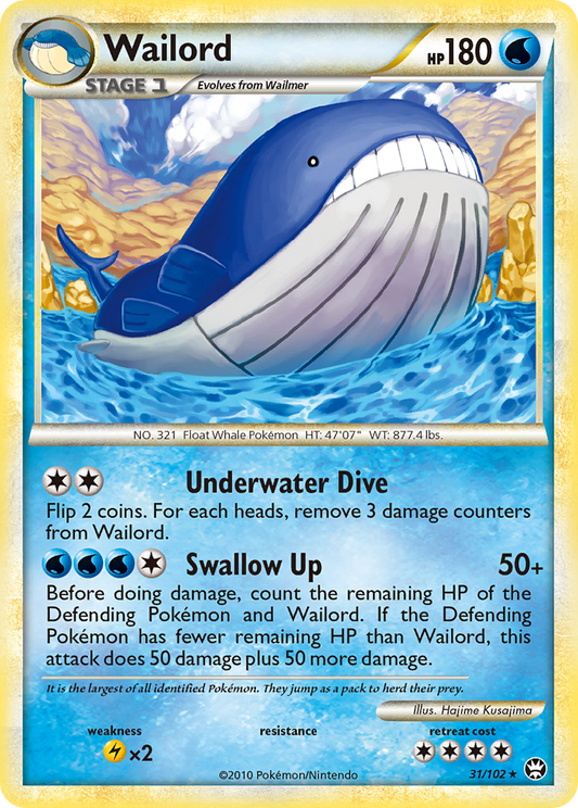 Wailord 31/102 Rare HGSS Triumphant Pokemon Reverse Holo