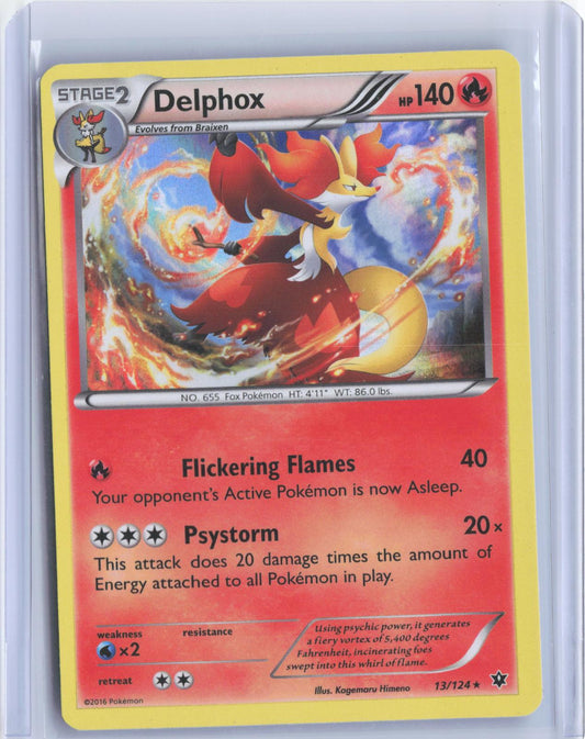 Delphox 13/124 Holo Rare Fates Collide Pokemon Reverse Holo TCG Card